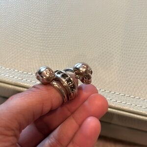 Alexander Mcqueen Crystal Double Skull Ring
